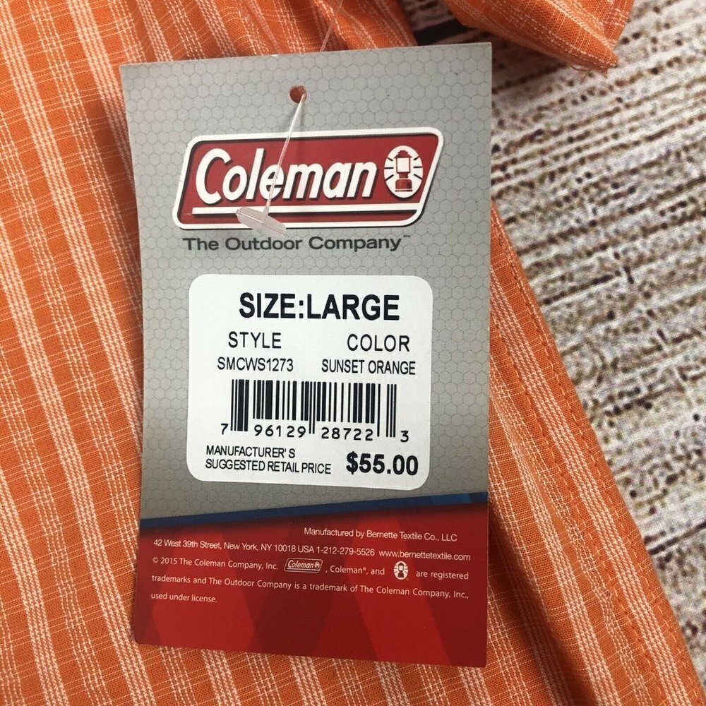 Coleman Guide Shirt Mens Large Orange Plaid Button Front - Picture 8 of 8